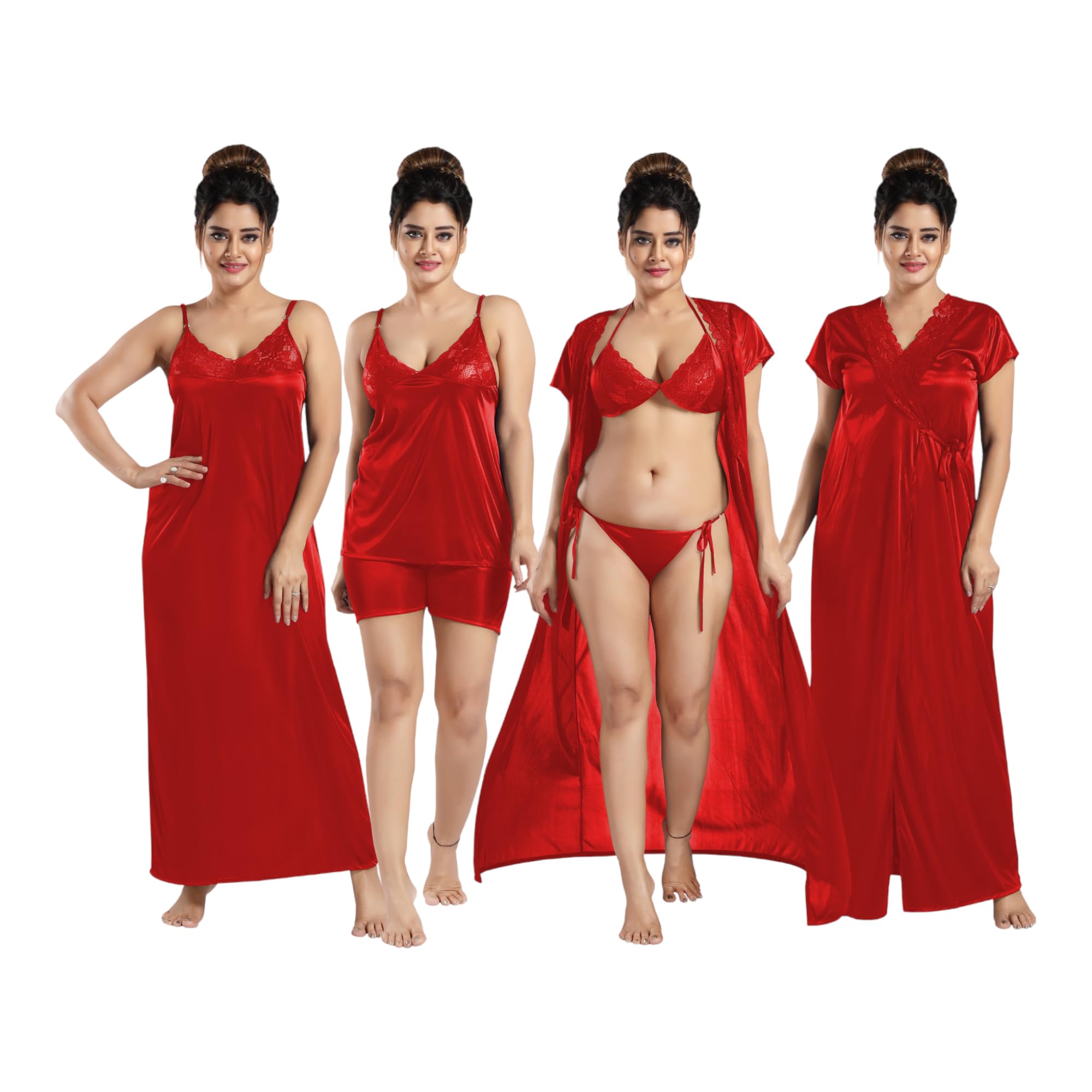 Apparels Plain Set of 6 | Soft and Comfortable Womens Nightwear Nighty | Stylish Gown Dress | Nightdress Night Gown for Women