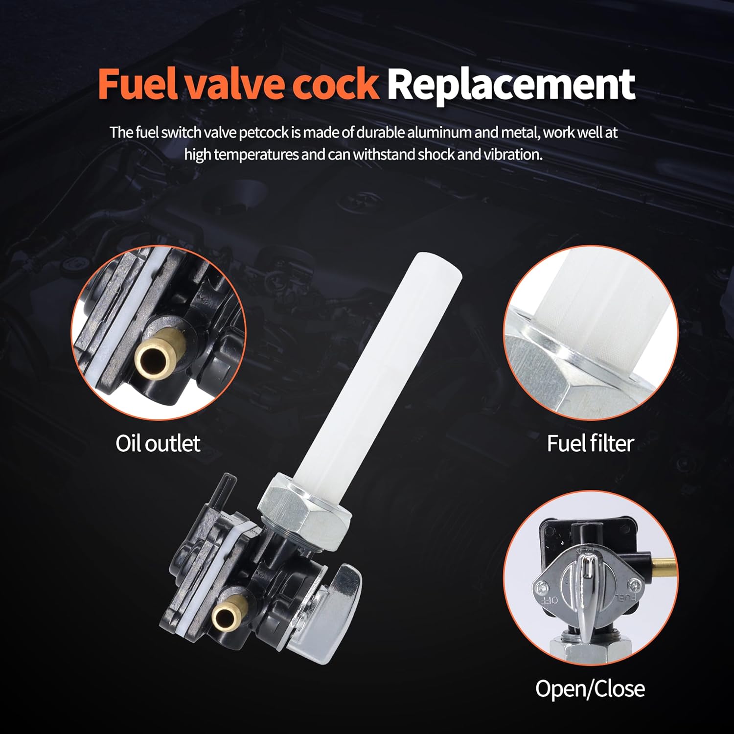 HiSport 61338-94D Fuel Valve Petcock with Male Thread - Compatible with Harley Davidson Bad Boy Dyna Fat Boy Heritage Softail Heritage Springer Night Train Softail Softail Springer Tour Glide