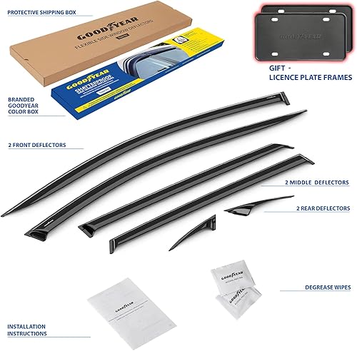Miniatura 6 de Goodyear Deflectores de ventana inastillables para Ford Edge 2015-2024, protectores de lluvia con cinta, viseras de ventana, visera deflector de