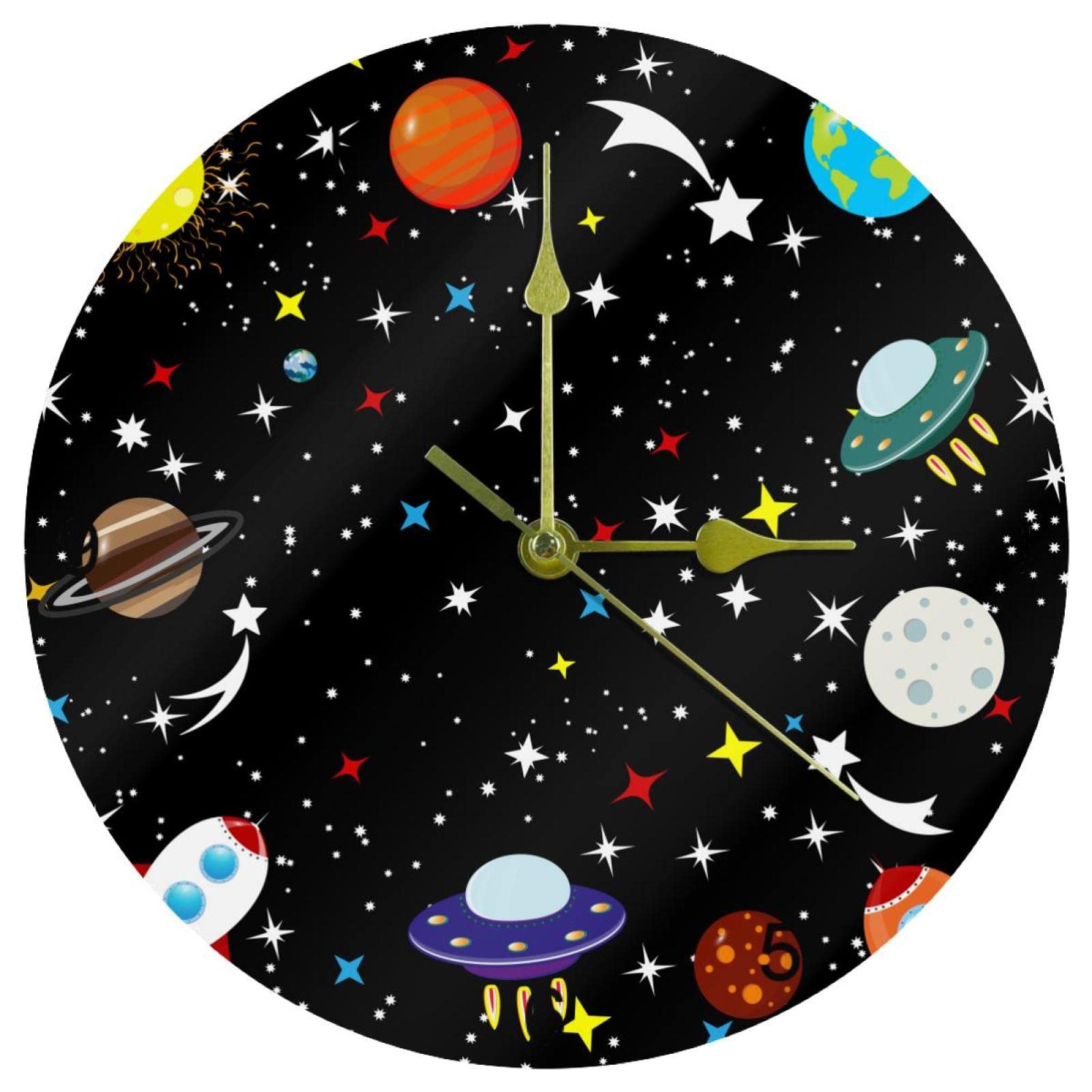 Horloge murale de qualité supérieure à quartz silencieux et cadran design planète