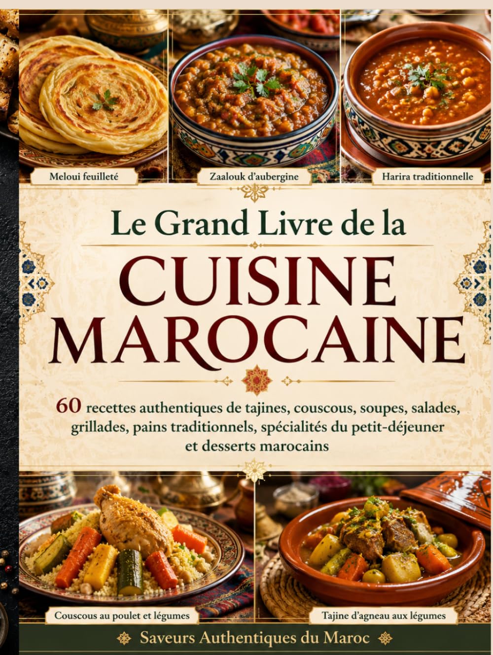 Le Grand Livre de la Cuisine Marocaine: 60 recettes authentiques de tajines, couscous, soupes, salades, grillades, pains traditionnels, spécialités du petit-déjeuner et desserts marocains
