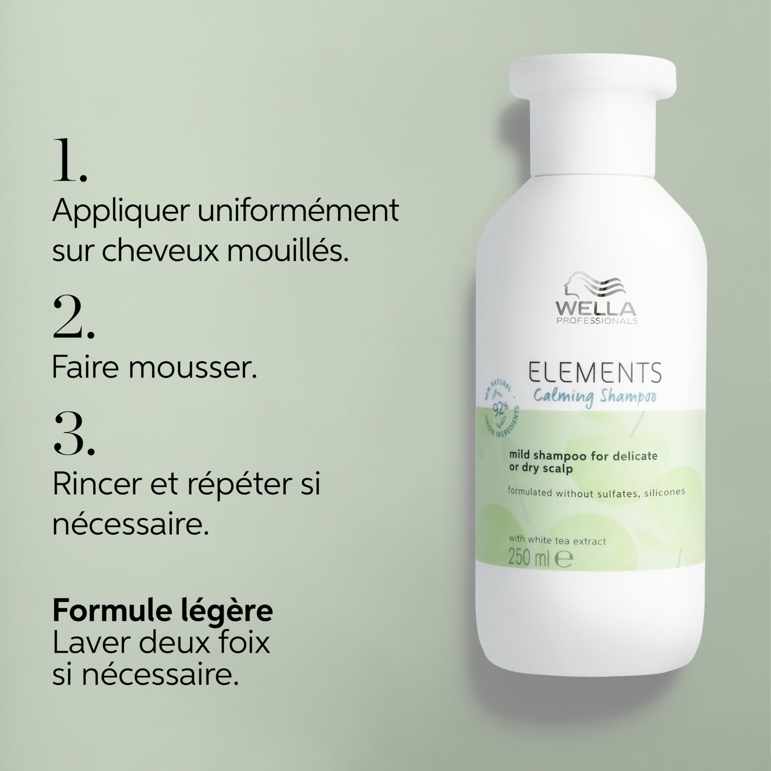 Wella Professionals ELEMENTS Calming Shampoing apaisant sans sulfate pour cuir chevelu sec ou délicat - Douceur & Brillance - Enrichi en Aloe Vera