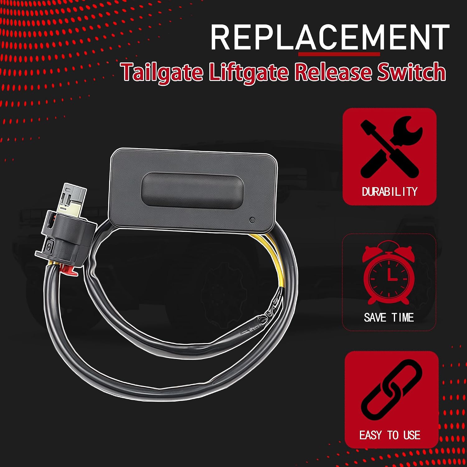 84413809 Tailgate Liftgate Release Switch Rear Hatch Button Latch | 2019-2025 Chevrolet Chevy Silverado GMC Sierra 1500 2500 3500 HD, Hummer EV, Trunk Lid Switch, Replaces 85626239, 8573471