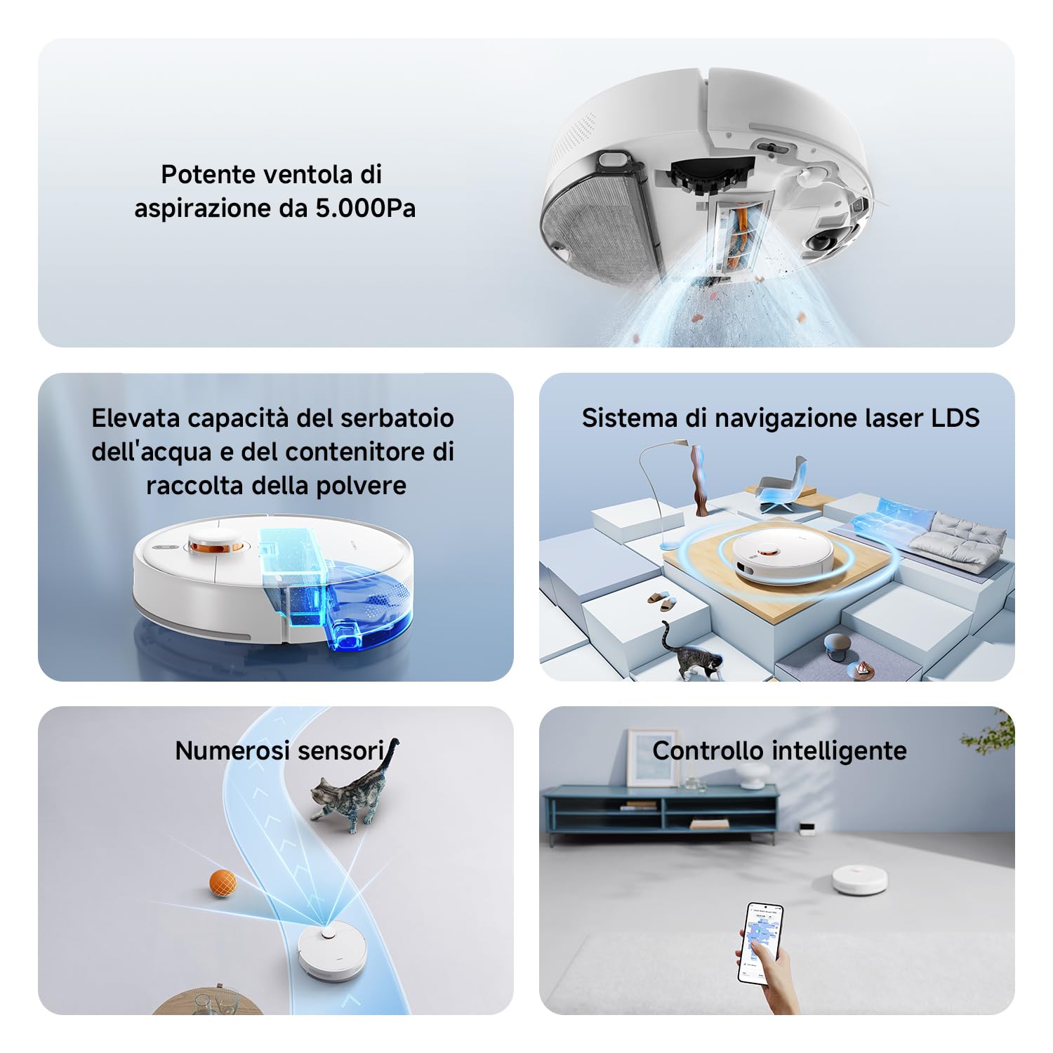 Pulitore robotico Xiaomi 2-in-1 5000Pa Navigate LDS - Dettaglio