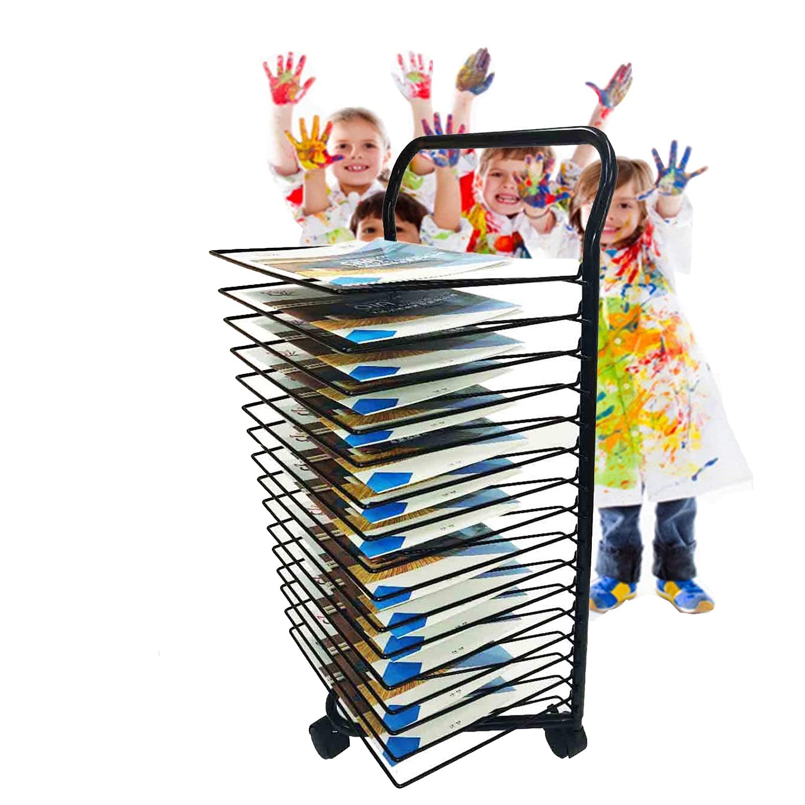 Aioneer 15 Art Drying Racks, Art Studio With Pulley Drying Easel, Educational Product Drying Racks, Space-saving Shelves