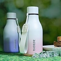 Vista 100 de BJPKPK Botellas de agua aisladas, botella de agua de metal de acero inoxidable de 18 onzas con correa, termo a prueba de fugas sin BPA, tazas