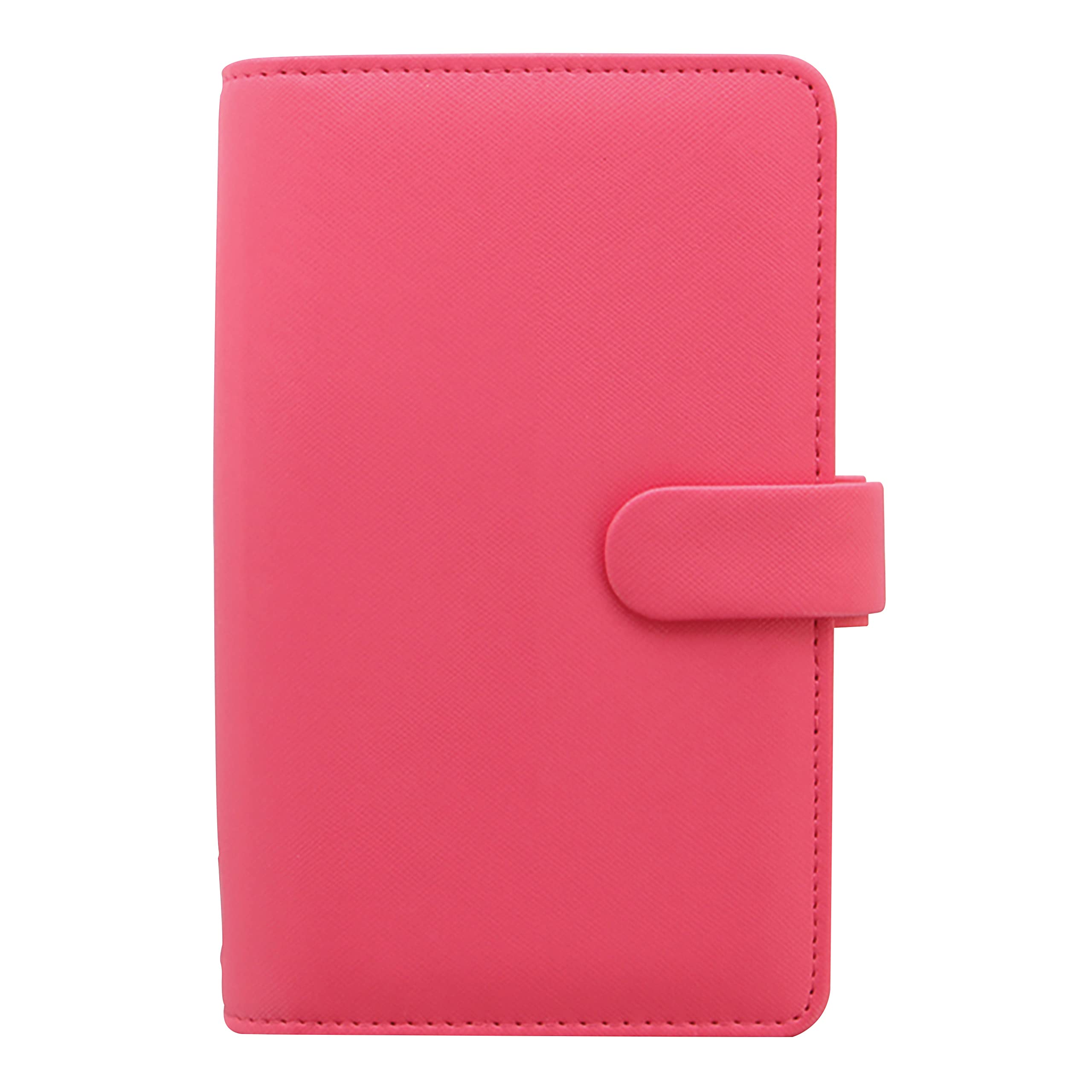 Filofax Saffiano Organizer, Personal Compact Size, Peony - Cross-Grain, Leather-Look, Six Rings, Week-to-View Calendar Diary, Multilingual, 2024 (C028763-24)