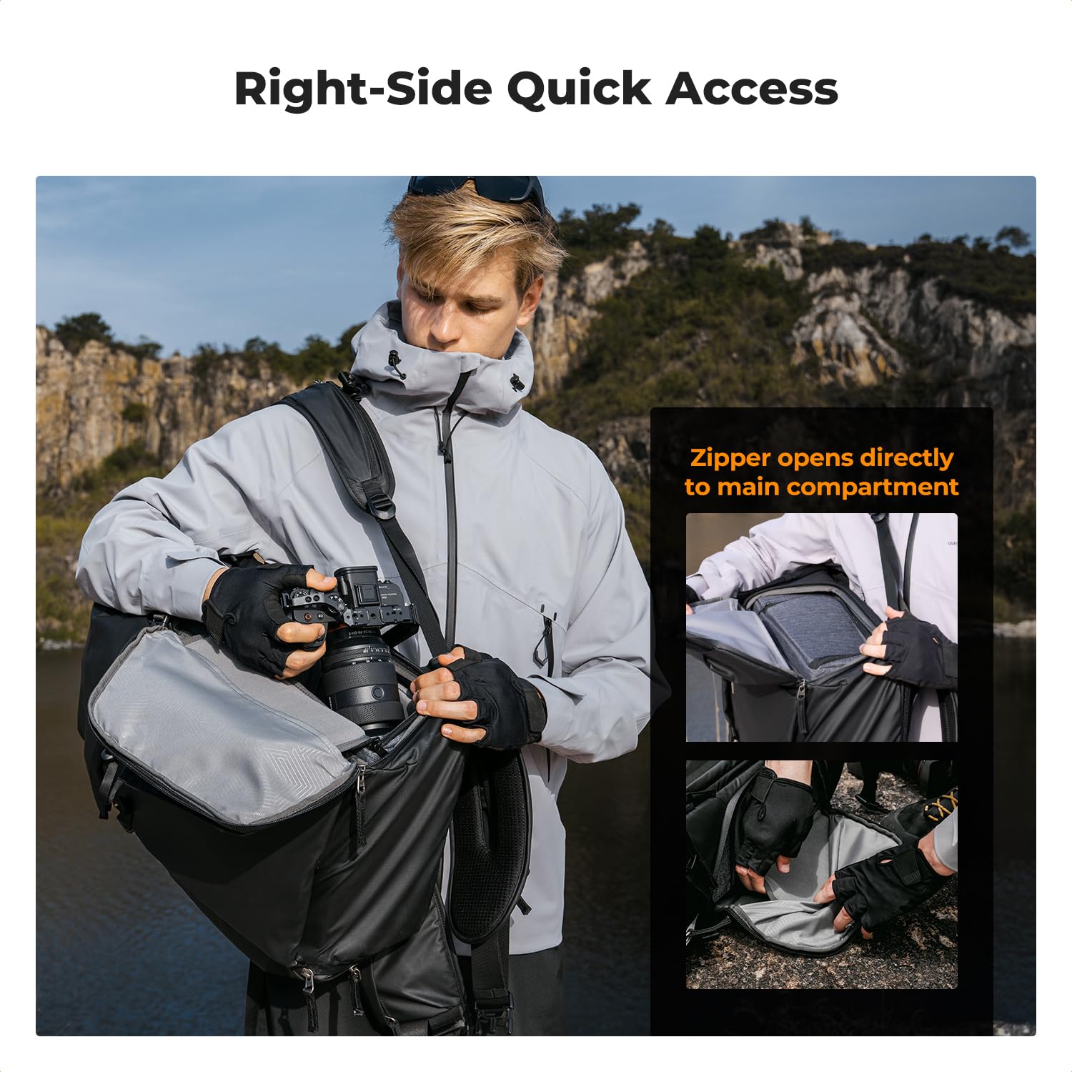 K&F CONCEPT Zaino per fotocamera, zaino da viaggio all'aperto di grande professtional splashproof Borsa a tracolla multifunzionale per Macchine fotografiche, obiettivo, treppiede, laptop, drone