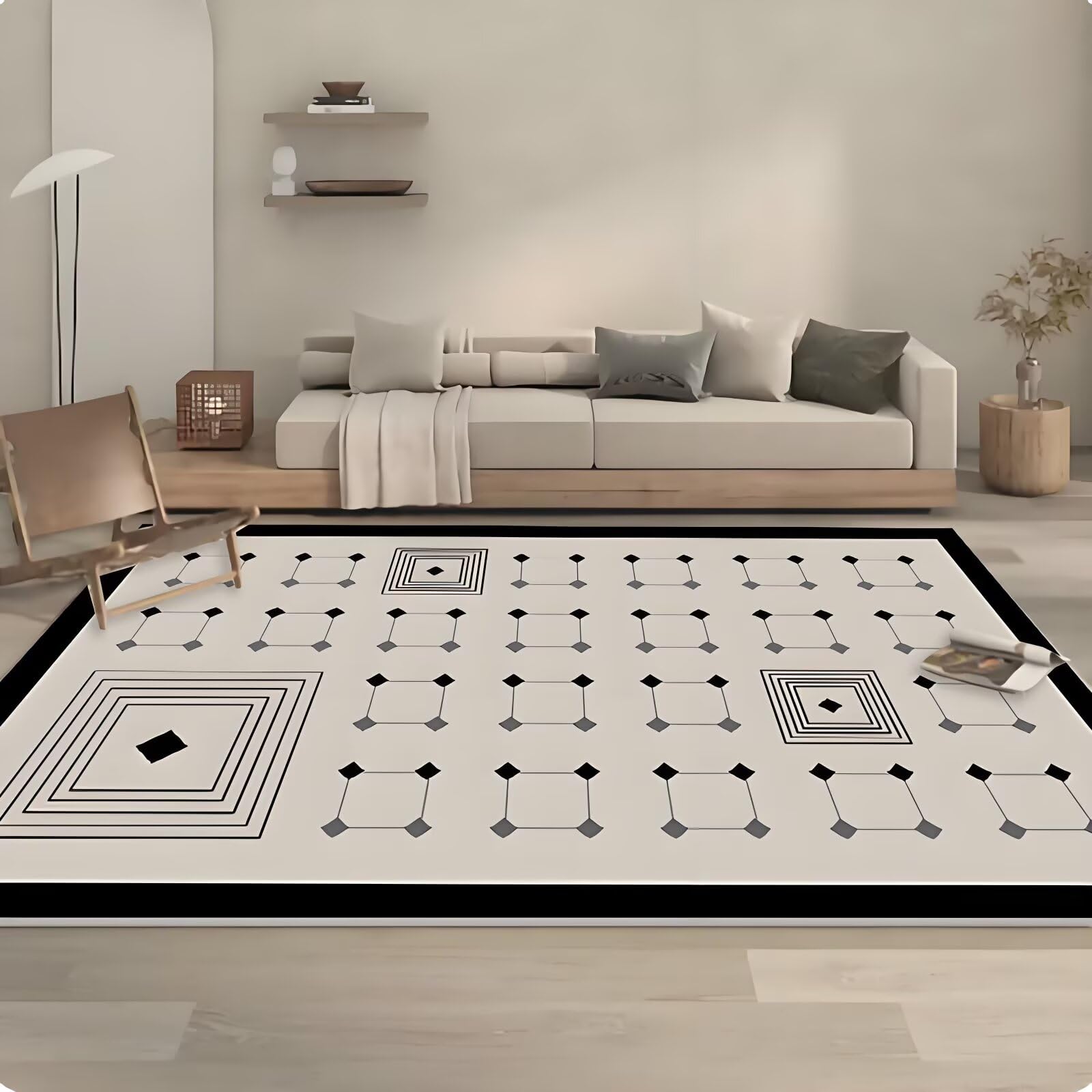 Tapis abstrait antidérapant 160x200 cm pour salon moderne