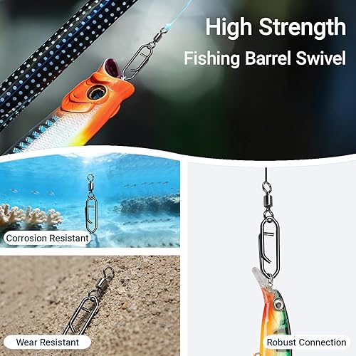Miniatura 2 de AMYSPORTS Barril de agua salada de alta resistencia Giratorios Aparejos de pesca Conector de línea de acero inoxidable Broches de pesca Cambio