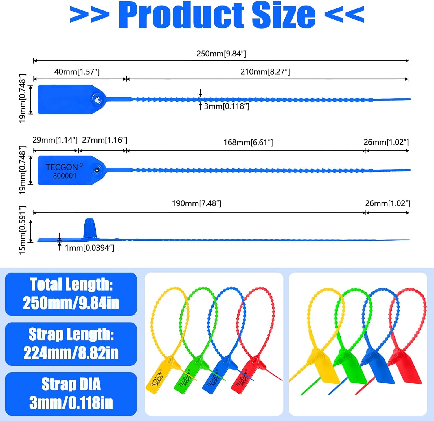 1000 Pack Plastic Tamper Seals Fire Extinguisher Tags Security Tags Seals Safety Numbered Zip Ties Labels Safety Disposable Self Locking Signage 9.84 inch Length - Image 2