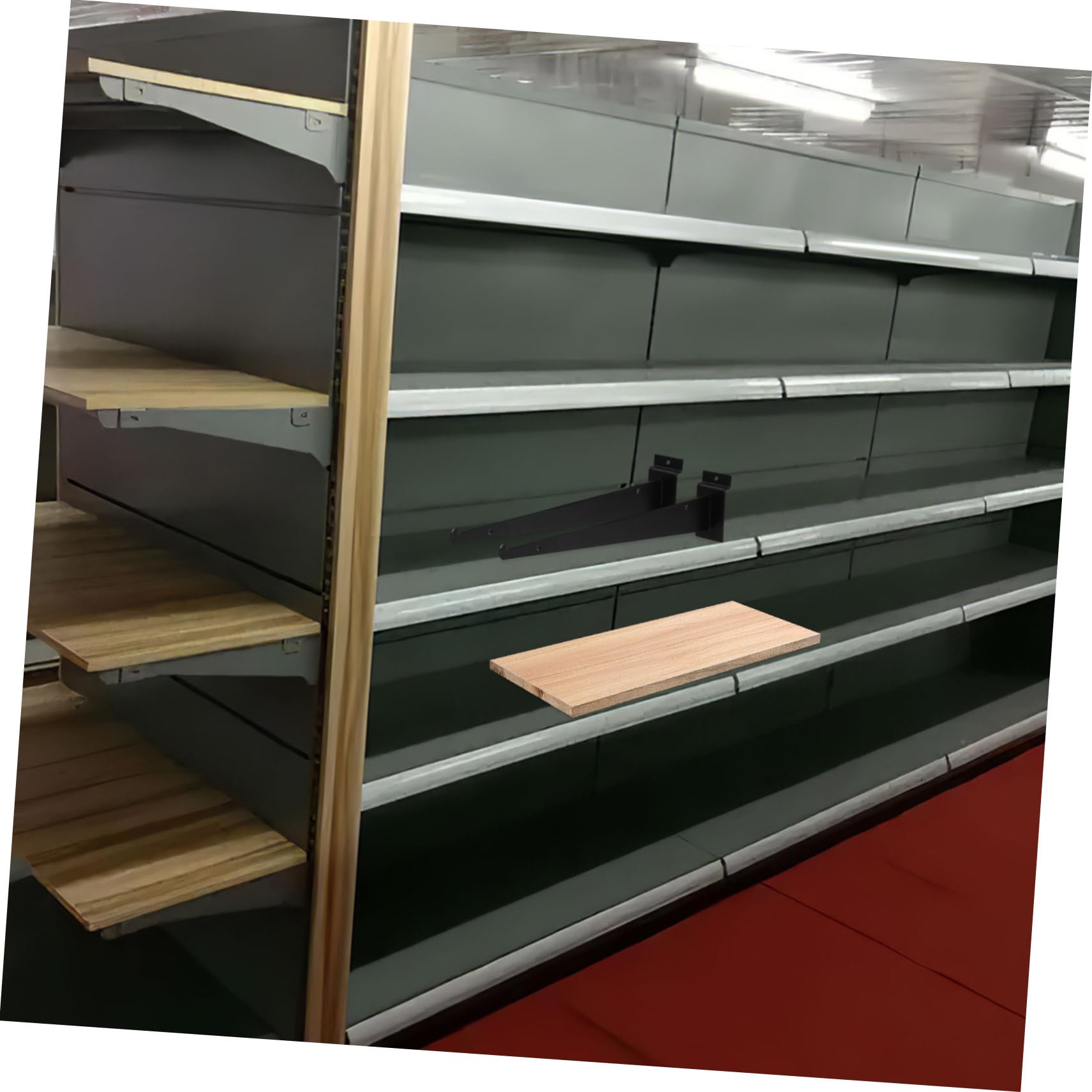 Set di 6 Supporti per Mensole da Parete in Ferro Nero, Resistenti e Facili da Installare, per Negozi e Magazzini, Supporti Versatili per Scaffali Robusti