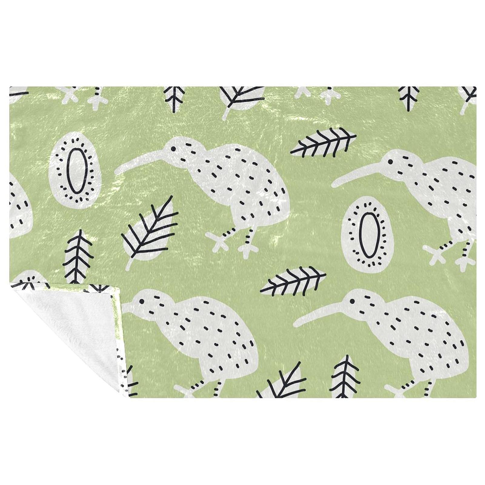 Couverture douce motif oiseaux Kiwi pour vos pique-niques et soirées canapé cocooning