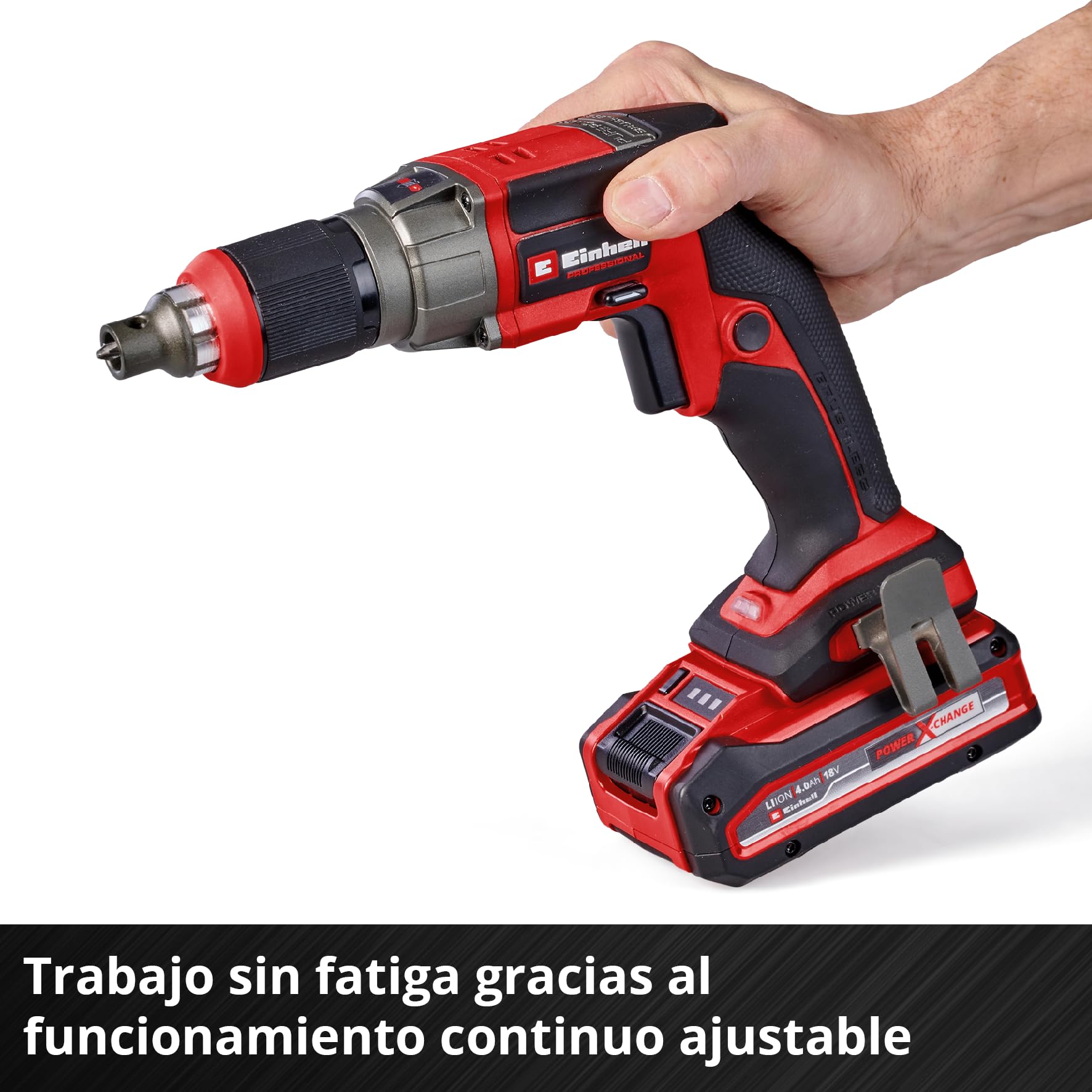 Einhell Professional Atornillador pladur a batería TP-DY 18 Li BL-Solo | PXC | 18 V | Brushless | 5000 rpm | giro dcha./izda. | funcionamiento continuo | Bloqueo magnético de la punta | Sin batería
