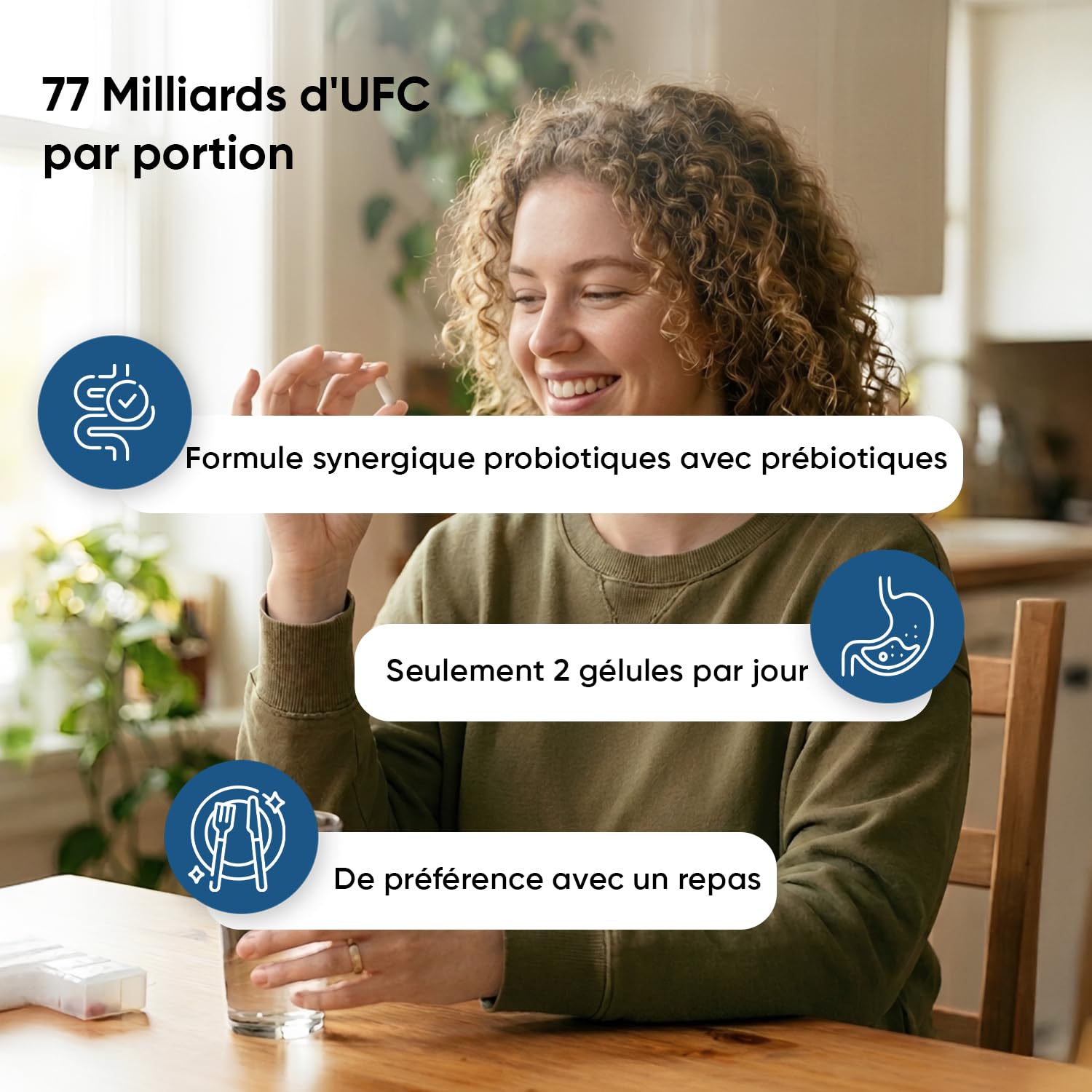 Probiotique Flore Intestinale 77 Milliards d'UFC - 20 Souches, Probiotiques et Prébiotiques Lactobacillus Gasseri, Lactobacillus Rhamnosus, Bifidobacterium, Inuline, FOS, 60 Gélules Vegan sans Gluten