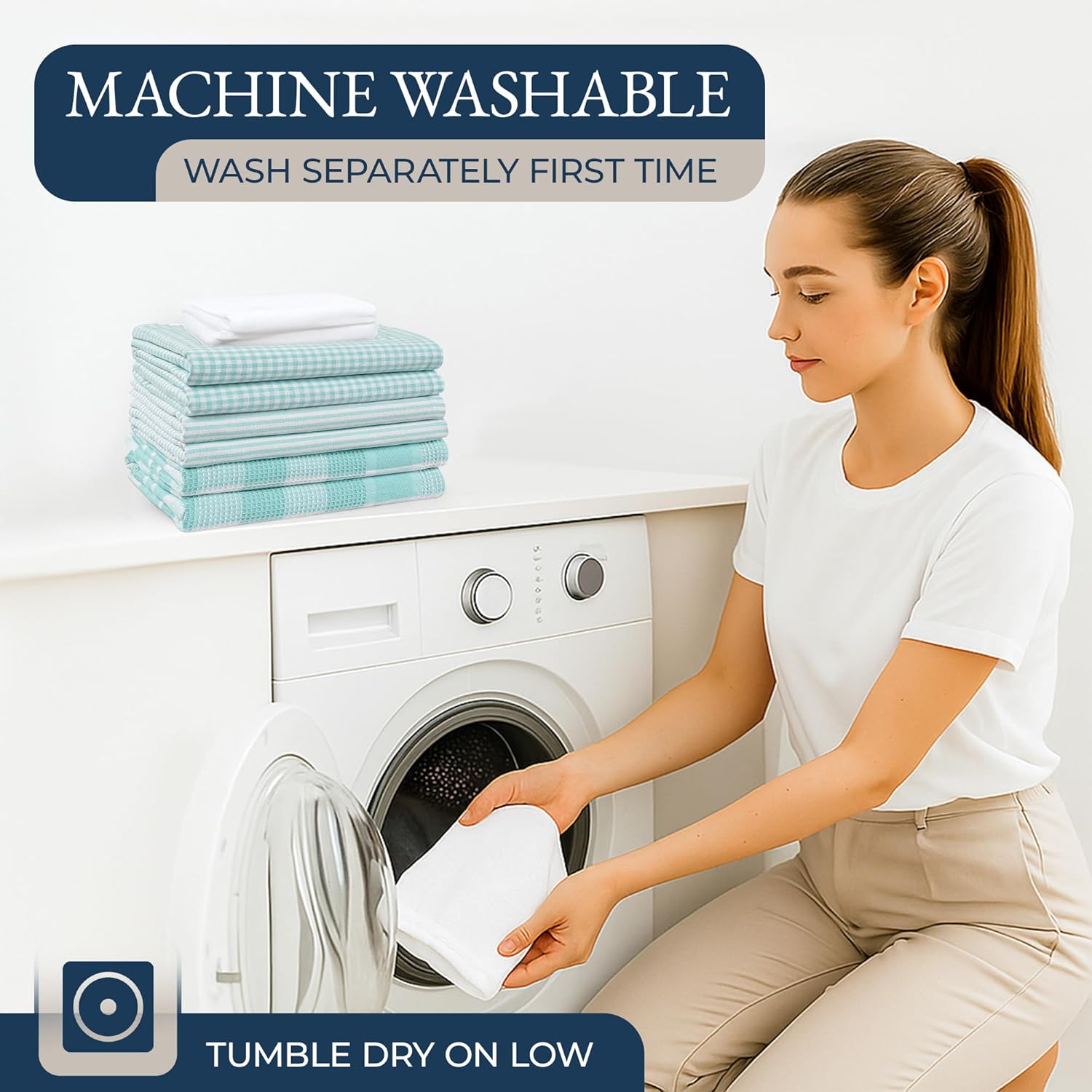 LANE LINEN Kitchen Towels and Dishcloths Sets - 20Pc Kitchen Towel Set, 350 Degree Heat Resistant Oven Mitts & Pot Holder, Reusable Absorbent Dish Cloths for Washing Dishes - Aqua - Image 8