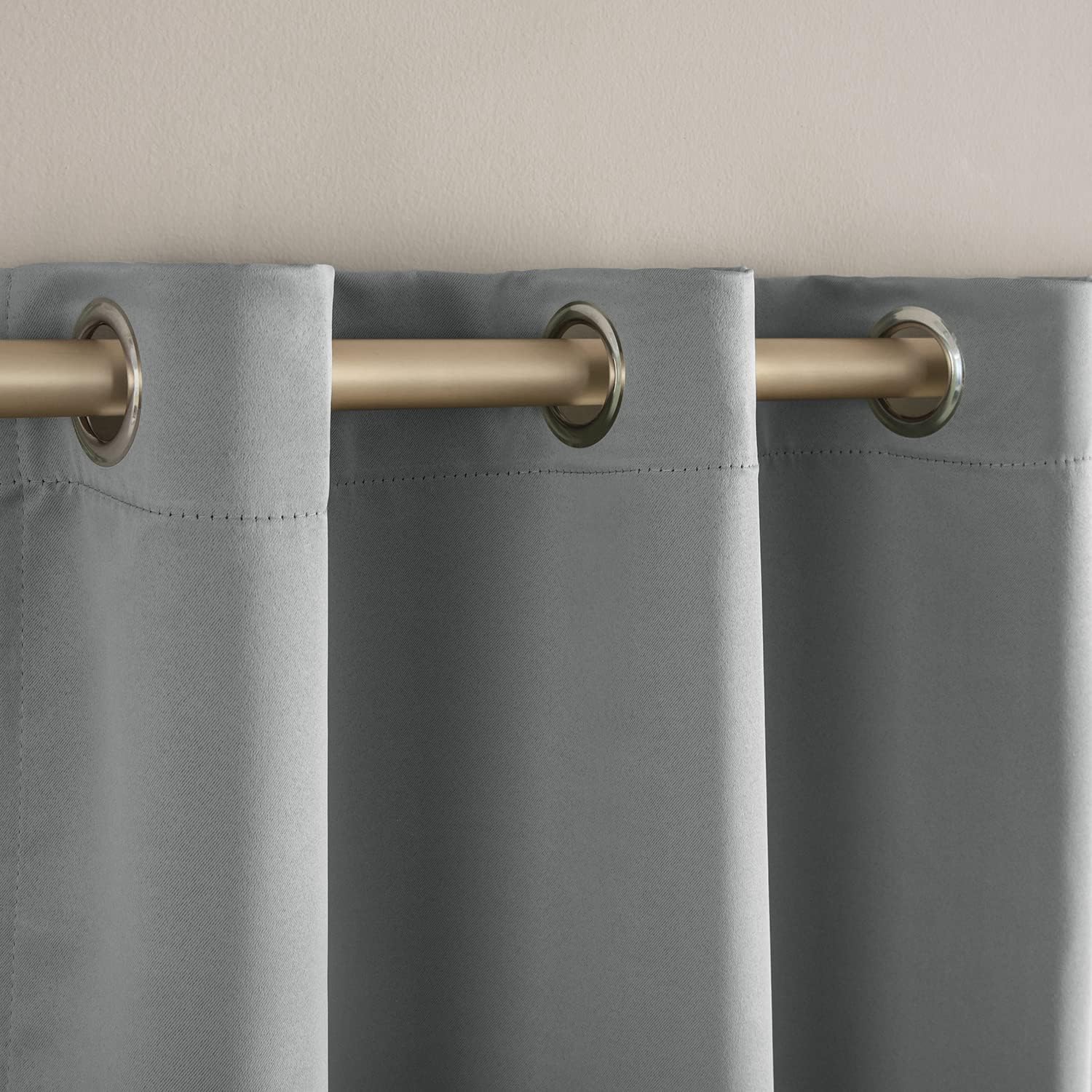 XTMYI 48 Inch Blackout Waterproof Short Curtains for Windows, Thermal Insulated Grommet Drapes for Kitchen Bedroom Small Window, 36'' W x 48'' Length 2 Panels Set, Light Grey