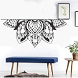 NGETC Large Boho Mandala Flower Wall Stickers Creative Semi-Circle Minority Totem Flower Pattern Wall Decals Hippie Bohemian Vinyl Peel and Stick Wall Decal for Bedroom Yoga Studio Decor (Black)