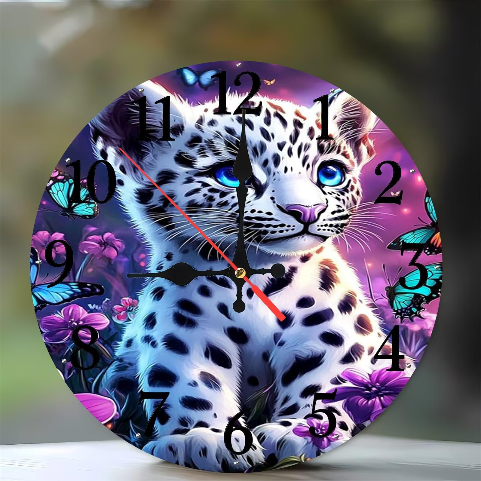 Horloge murale bois papillon léopard 35 cm décoration poétique pour votre foyer
