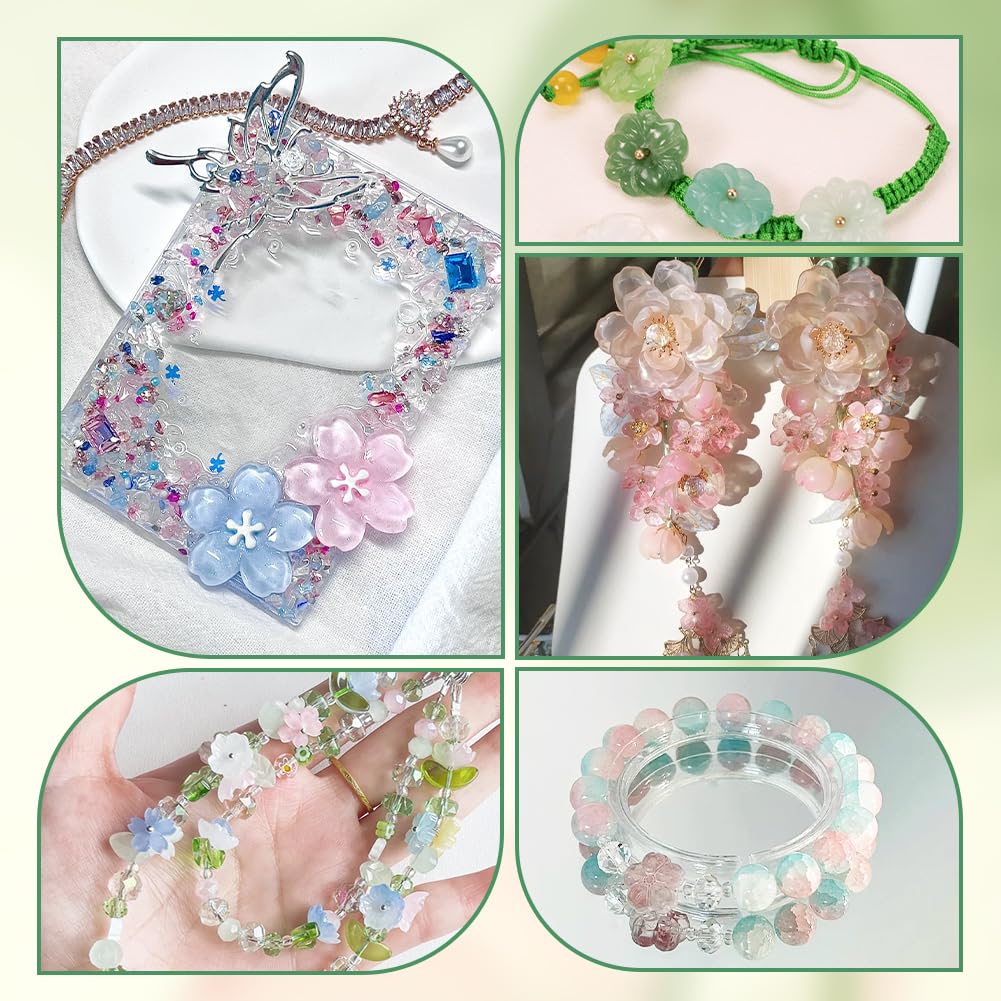 Amazon.co.jp: PH PandaHall 200個 10色 桜 フラワービーズ 透明 花