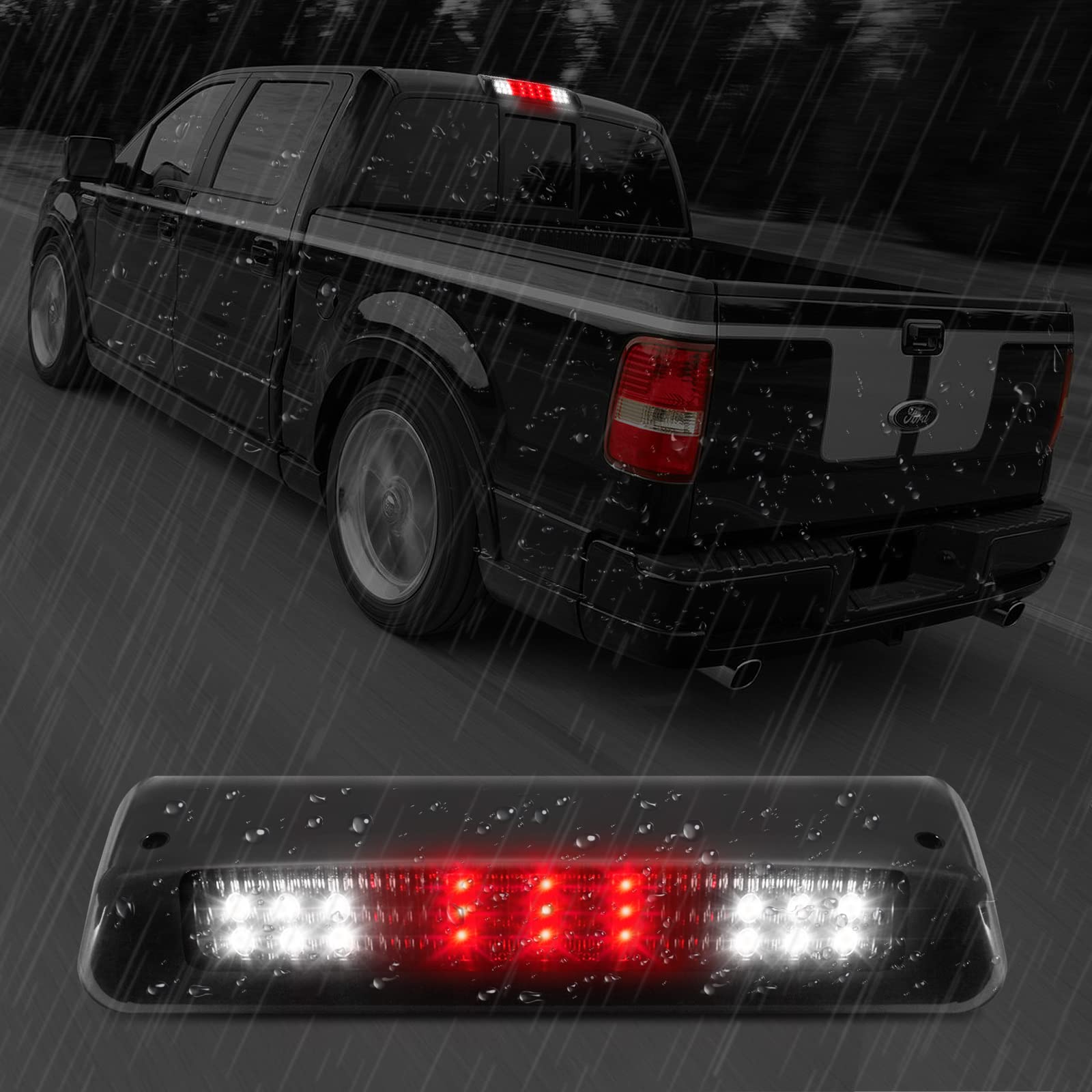 Ford F-150 Third Brake Light High Mount 3rd Brake Light Assembly - LED, Clear Lens, Fits 2004-2008 Ford F-150 & More Explorer Sport Trac Brake Light