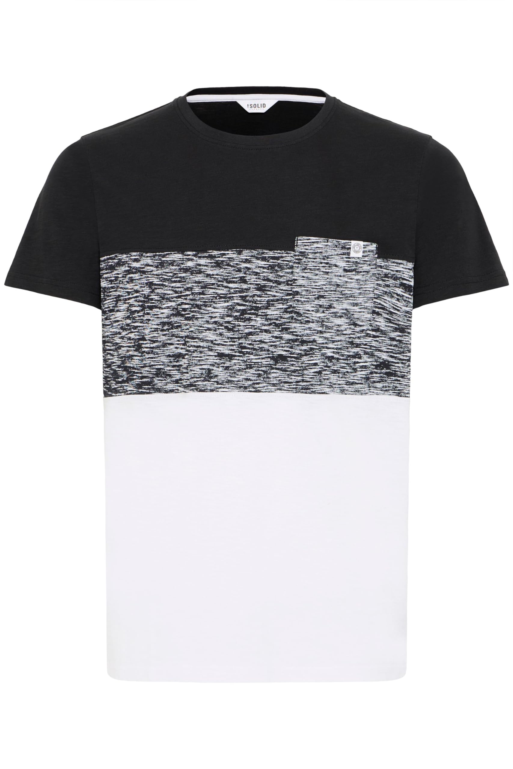 !Solid SDSinor Herren T-Shirt Kurzarm Shirt mit Streifen Rundhals-Ausschnitt Brusttasche 100% Baumwolle Regular fit