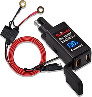 QC3.0 6.8A Dual USB Motorcycle Charger - SAE Quick Disconnect Adapter with LED Voltmeter for Harley, Dirt Bike, Cruiser & Road Trip