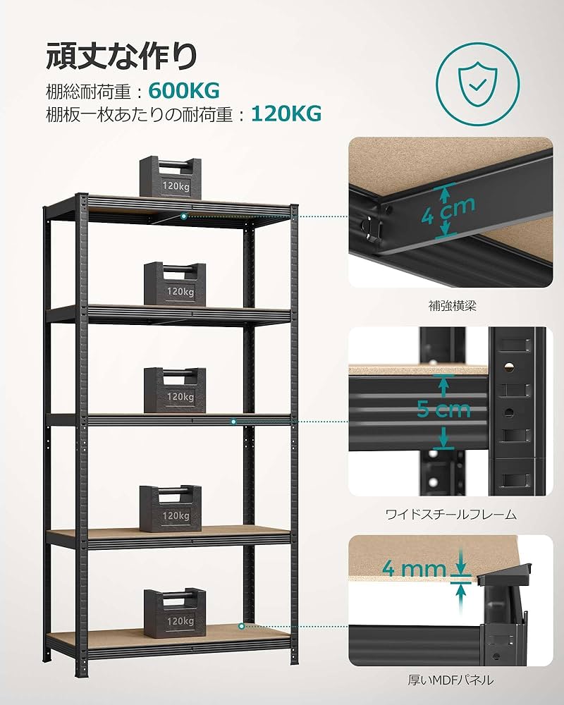 Amazon｜SONGMICS スチールラック 幅100cm オープンラック オープン