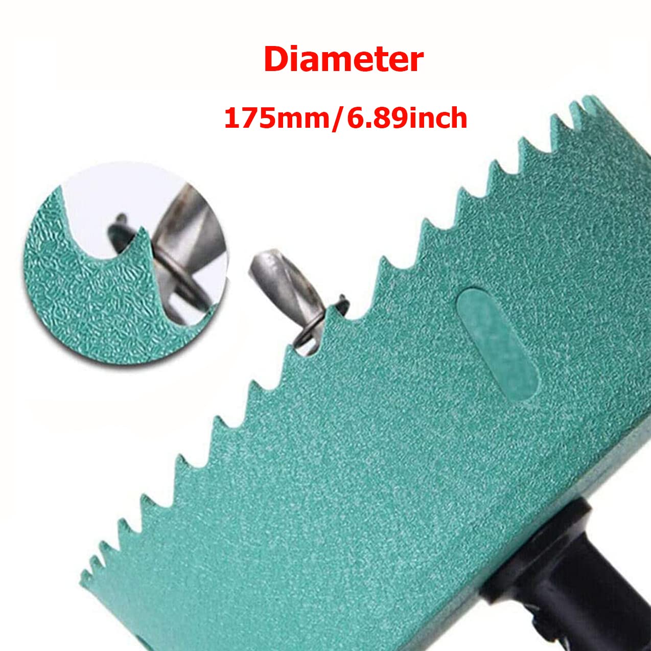SagaSave 175mm Bi-Metal Hole Saw with Corn Hole Drilling Hole Cutter,Heavy Duty Hole Cutter for Wood,Metal,Stainless Steel,Plastic,Drywall,Fiberboard 1PCS-Green - Image 2