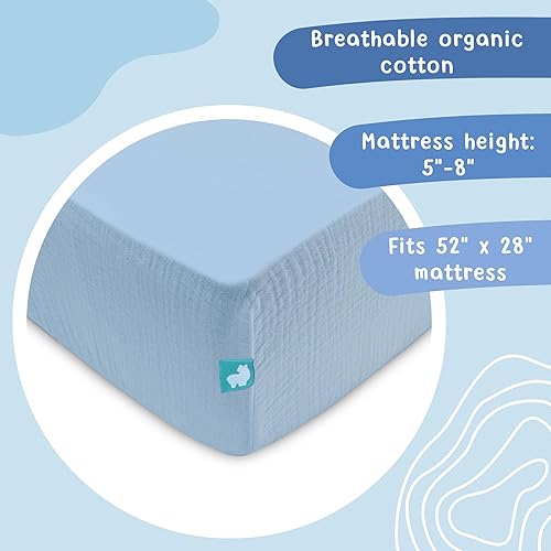 Miniatura 4 de hugs & llamas Sábana para cuna de muselina de algodón 100% orgánico, unisex, para niños y niñas, extra suave, se adapta a colchones estándar de