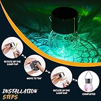 Vista 9 de GIGALUMI Paquete de 12 luces solares impermeables para exteriores, luces solares colgantes para decoración exterior de jardín, farol de vidrio