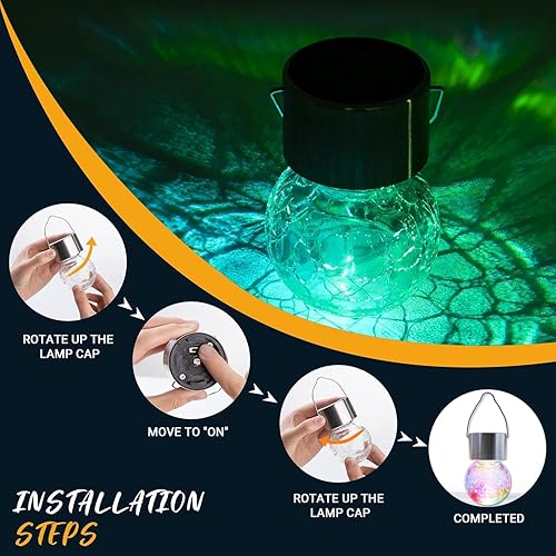 Miniatura 9 de GIGALUMI Paquete de 12 luces solares impermeables para exteriores, luces solares colgantes para decoración exterior de jardín, farol de vidrio