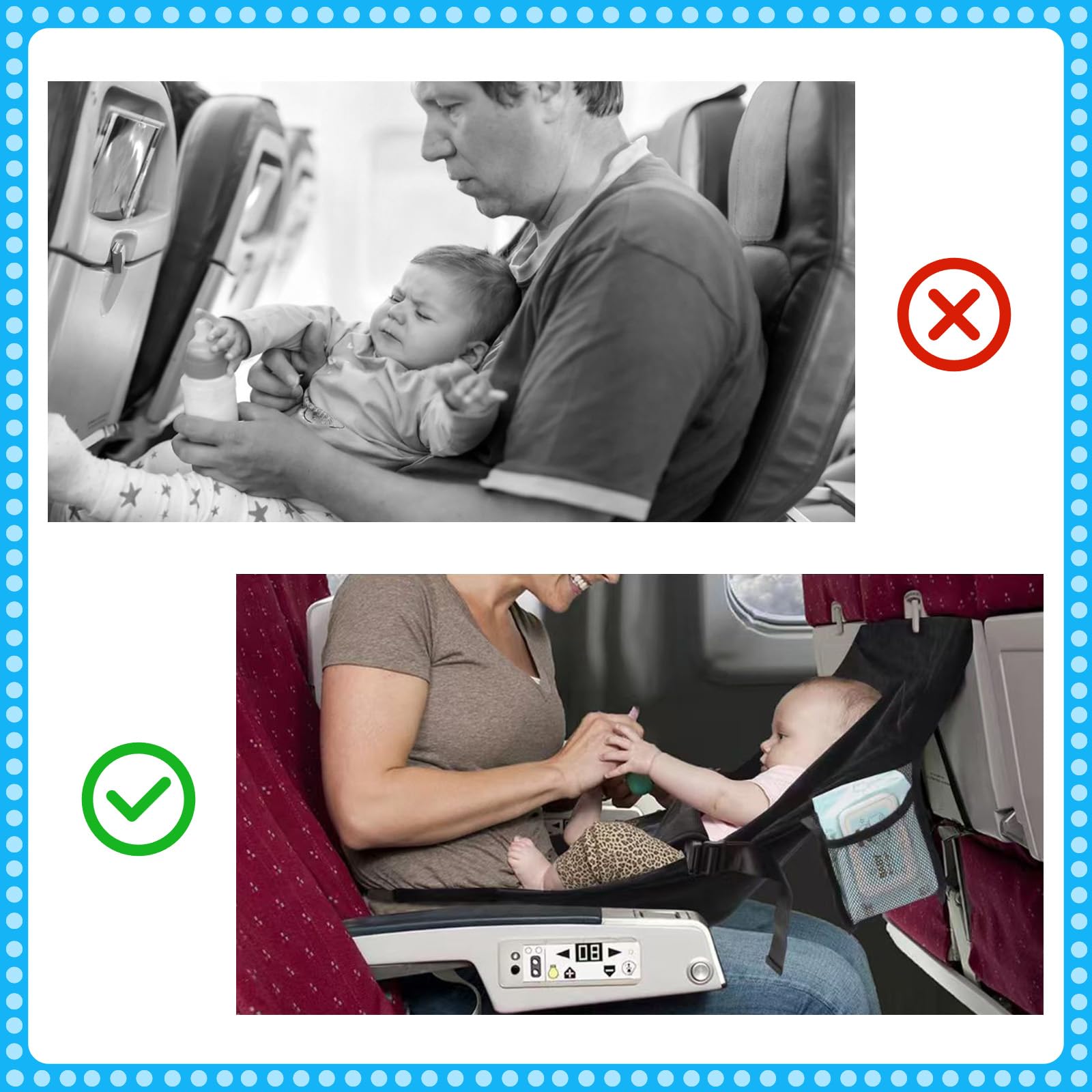 Hamac Avion Bébé,Lit Bébé Voyage Portable Extension de Siège Enfant | Repose-Pieds Ergonomique, Sécurisé, Pour Avion et Voiture