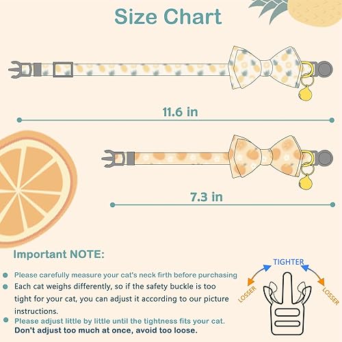 Miniatura 9 de Faygarsle Paquete de 2 lindos collares de gato con campana, corbatín para gatos, machos, hembras, gatos, suave, elegante, rosa, amarillo, gato,