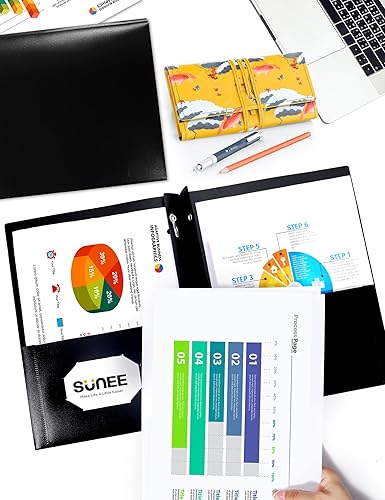 Miniatura 5 de SUNEE Carpetas de plástico de 2 bolsillos con puntas (paquete de 12) carpetas de plástico con bolsillos y puntas, tamaño carta, carpetas de