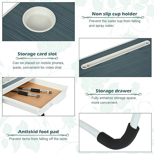 Miniatura 6 de Escritorio de regazo para laptop para cama mesa de cama plegable portátil para escribir y leer bandeja plegable para comer desayuno soporte de