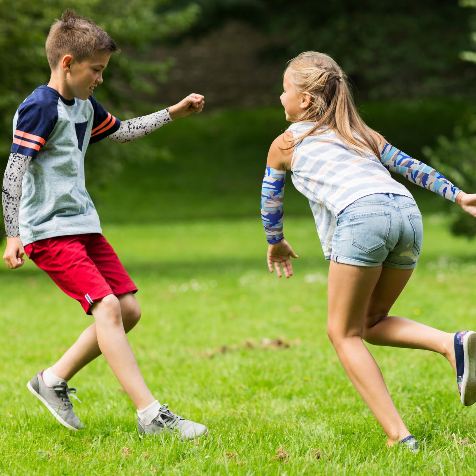 Xuhal 10 pares de mangas de compresión para niños, fútbol, béisbol, deportes, protección solar UV