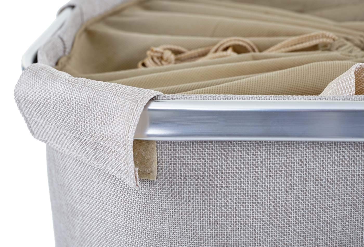 Cesta Portabiancheria 2 Scomparti 89L - Grigio Con Maniglie E Struttura Alluminio - Foto 12