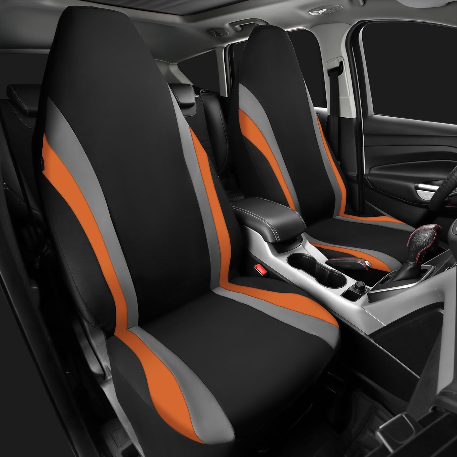 CAR PASS AquaShield Neoprene Waterproof Car Seat Covers Front Seats Only, High Back Bucket Seat Cover,Airbag Compatible,Seat Covers for Women Girl, Universal Fit for Auto Truck Van SUV (Black Orange)