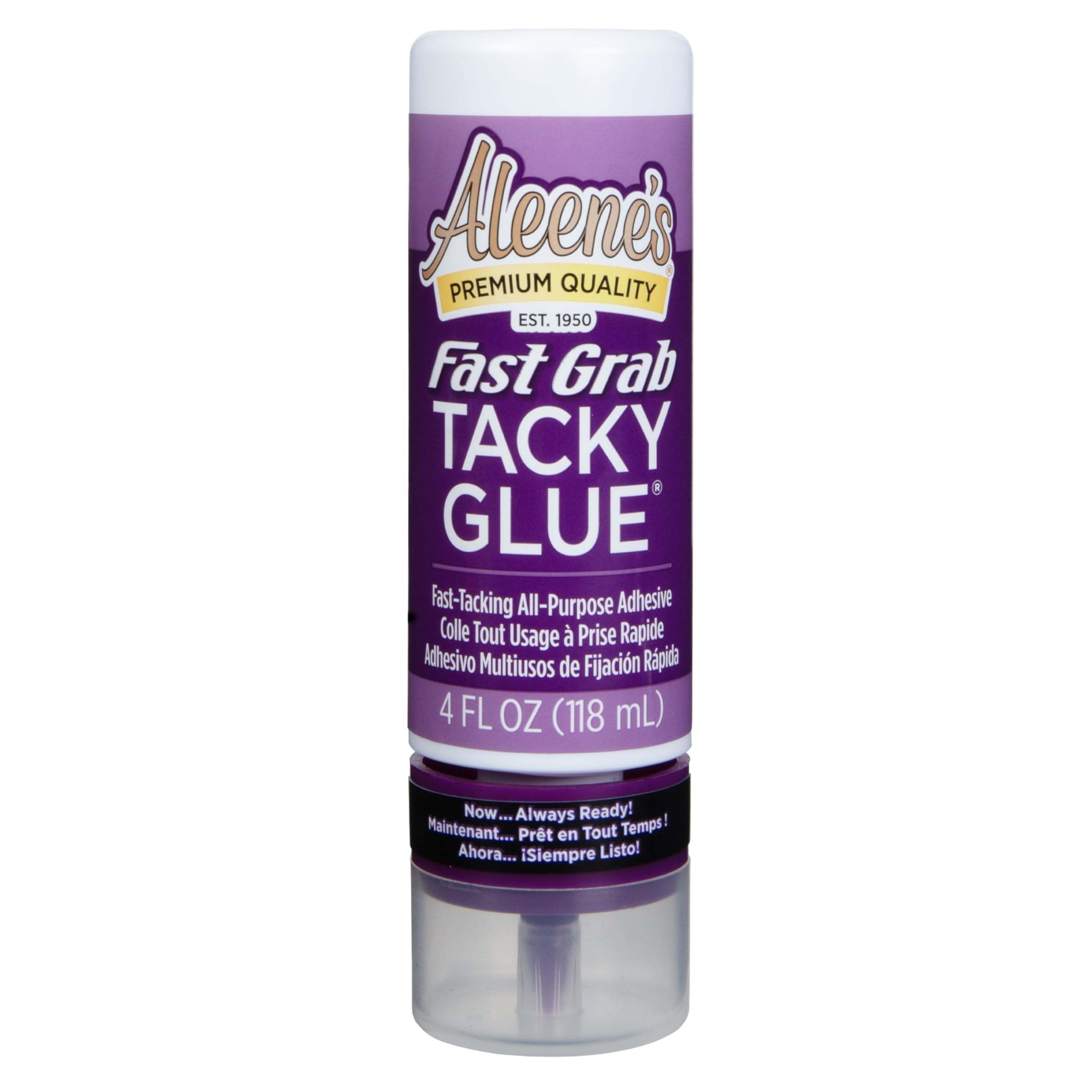 Aleene's Fast Grab Tacky Glue for Crafts in Always Ready Bottle, Nontoxic, Fast Hold, Dries Clear, 4 fl oz