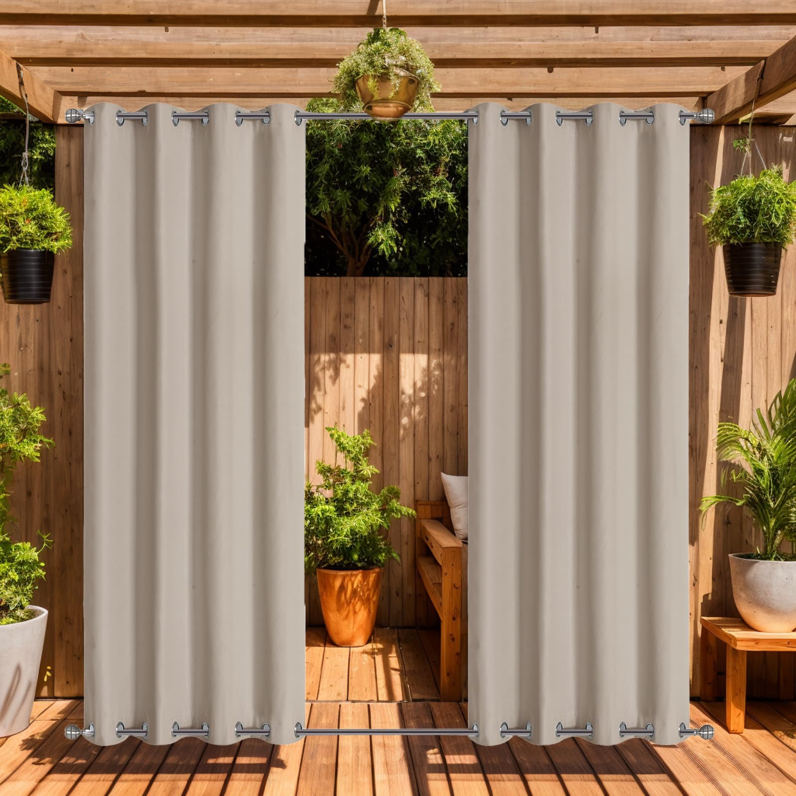ele ELEOPTION Tenda Impermeabile per Esterni, con Occhielli, Protezione UV, per Portico Anteriore, Pergola Cabana Patio Coperto Gazebo, Dock e Casa in Spiaggia (2 pezzi, 137 X 244cm, Beige)