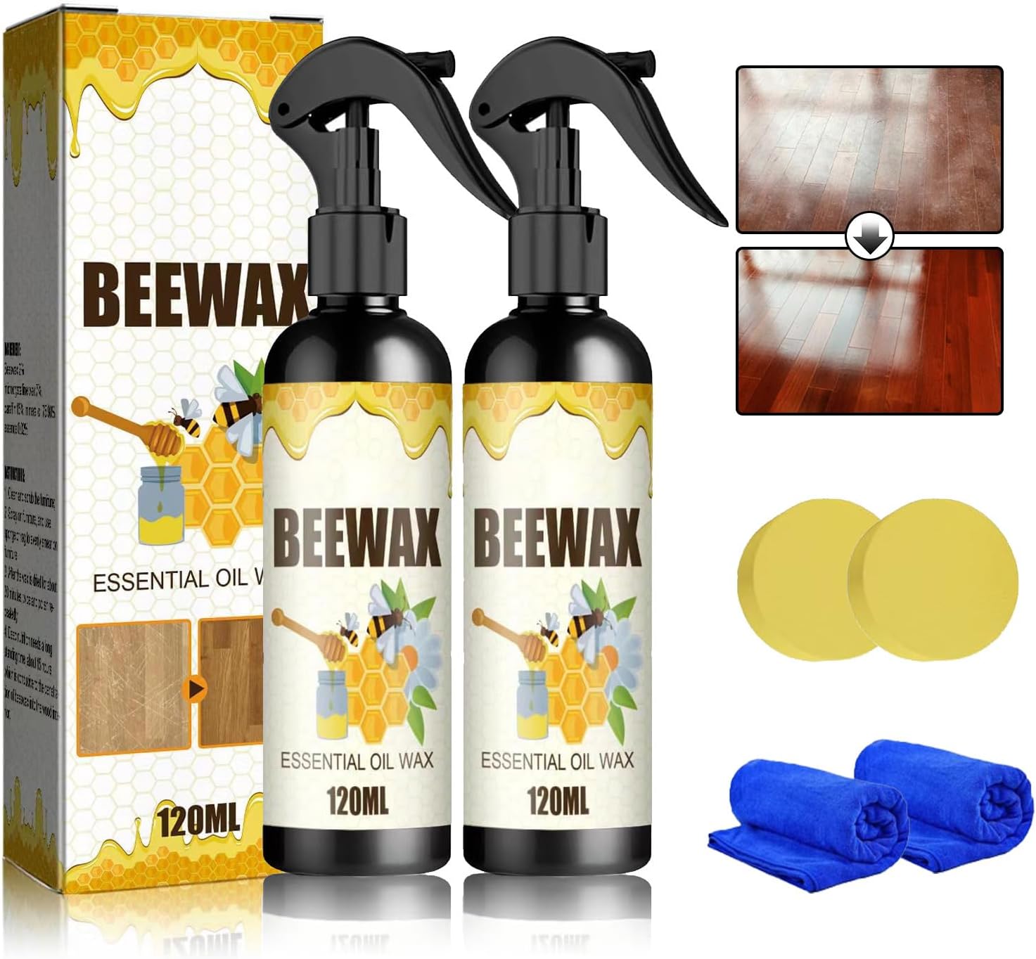TMAIRSUS 2PCS Beeswax Furniture Polish,Furniture Beeswax Polish and Cleaner Spray