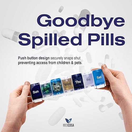 Miniatura 3 de Medcosa Pastillero de 7 días  Adiós a las pastillas derramadas  Organizador semanal de medicina  Caja de suplementos con 7 compartimentos