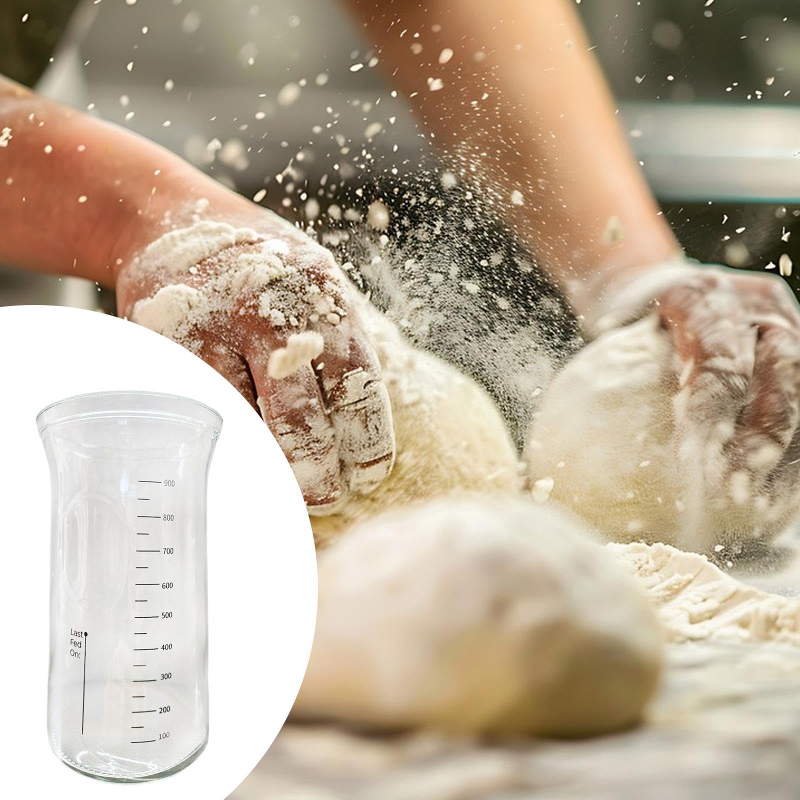 predolo Vaso Medidor de Cristal 1200 ml, Jarra de Vidrio con Escala para Cocina y Fermentación de Pan
