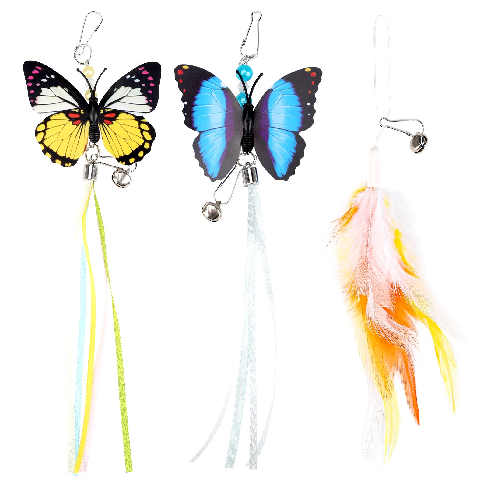 AIPERRO 3-in-1 Cat Toy Replaceable Feathers for Fluttering Butterfly Mode, 2 Pcs Butterfly Accessories and 1 Pcs Feather Replacement (TOP)
