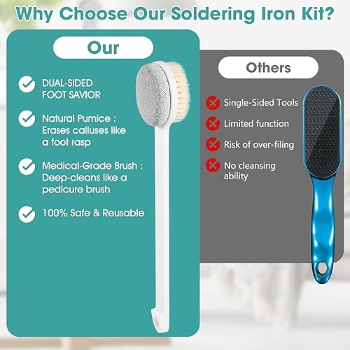 Miniatura 3 de Removedor de callos para pies y pies  Herramientas de pedicura mejoradas de doble cara para pies con piedra pómez natural y cepillo de nailon,