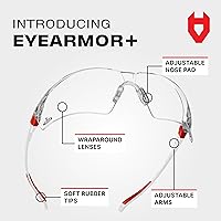 Vista 2 de NoCry Gafas de seguridad transparentes para hombres y mujeres; gafas de trabajo ligeras con marcos ajustables y agarres antideslizantes; gafas