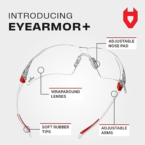 Miniatura 2 de NoCry Gafas de seguridad transparentes para hombres y mujeres; gafas de trabajo ligeras con marcos ajustables y agarres antideslizantes; gafas