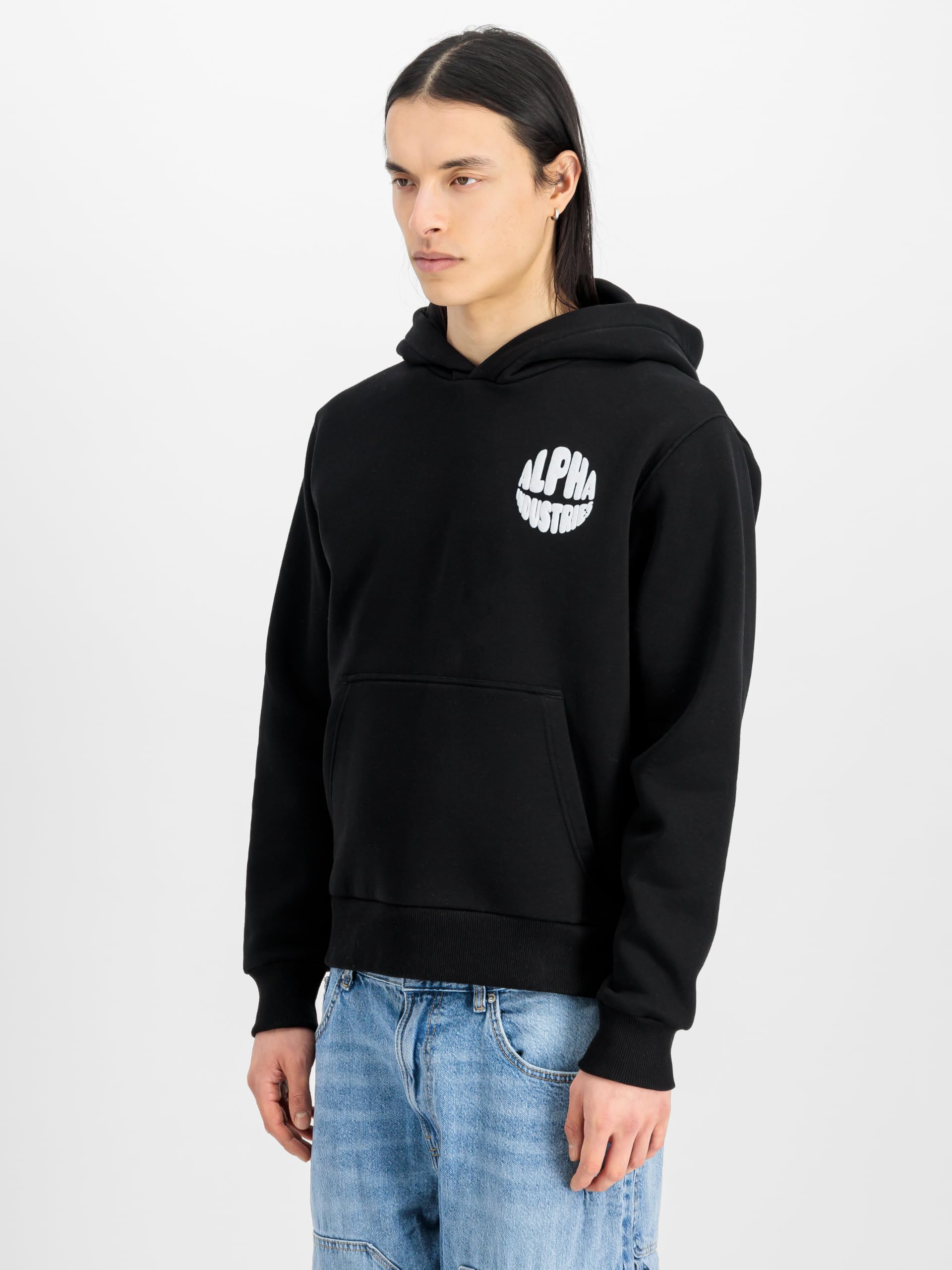 Alpha Industries Mężczyźni Logo Hoodie Back Print Black XXL