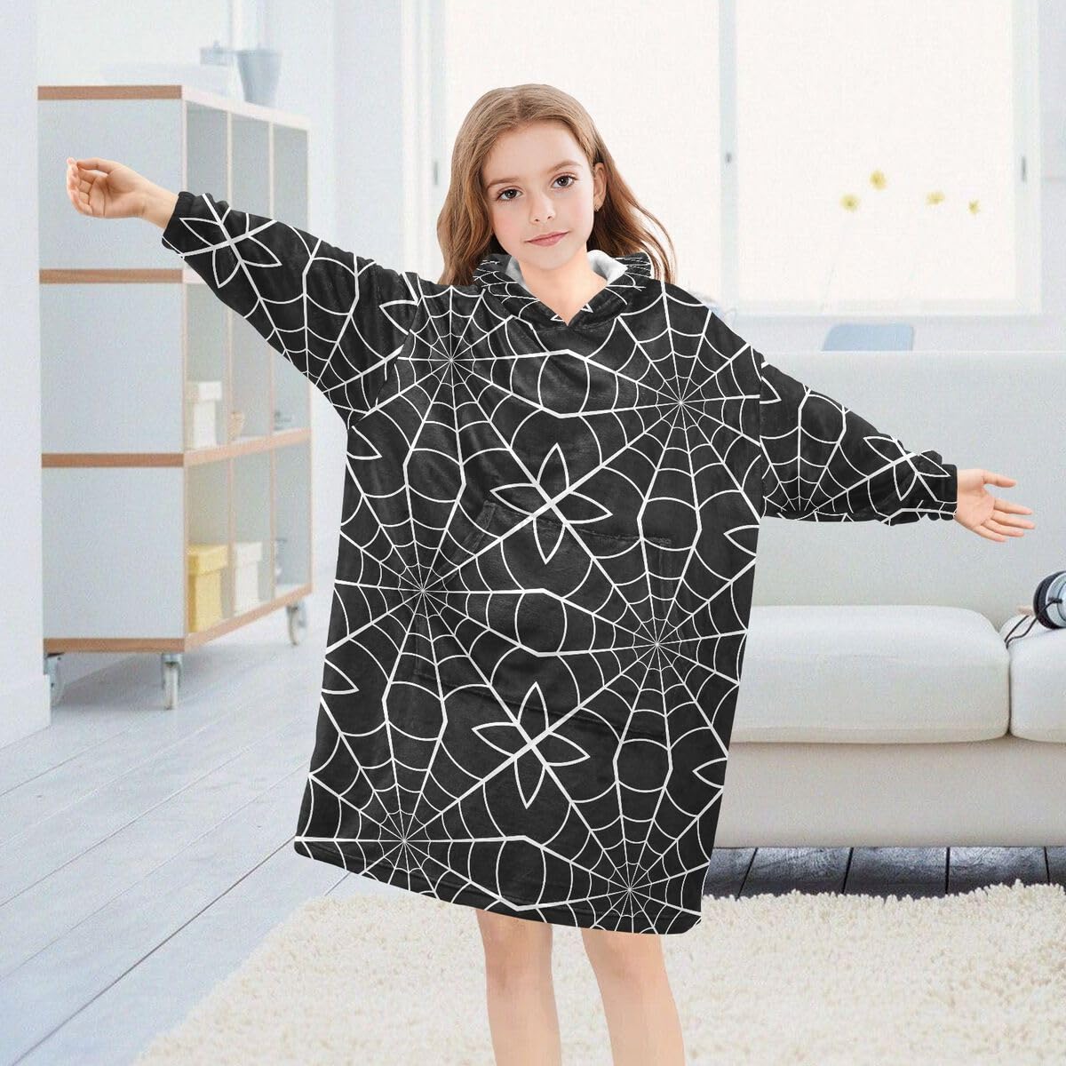 Pajęczyna pajęczyna ciemna dziecięca bluza z kapturem, oversize, sweter, Halloween, gotycki, dla chłopców i dziewcząt w wieku 3-14 lat